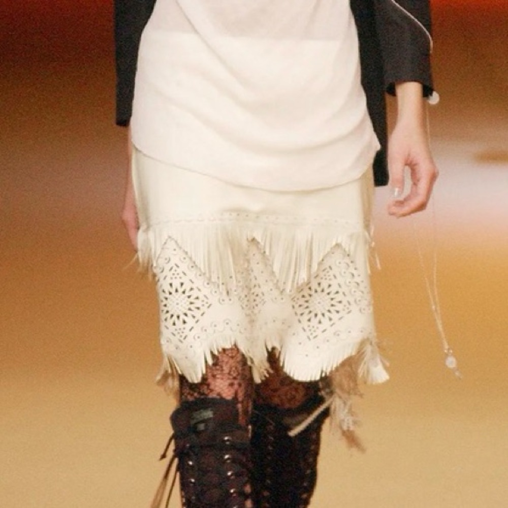2003 runway Jean Paul Gaultier fringe skirt with charms